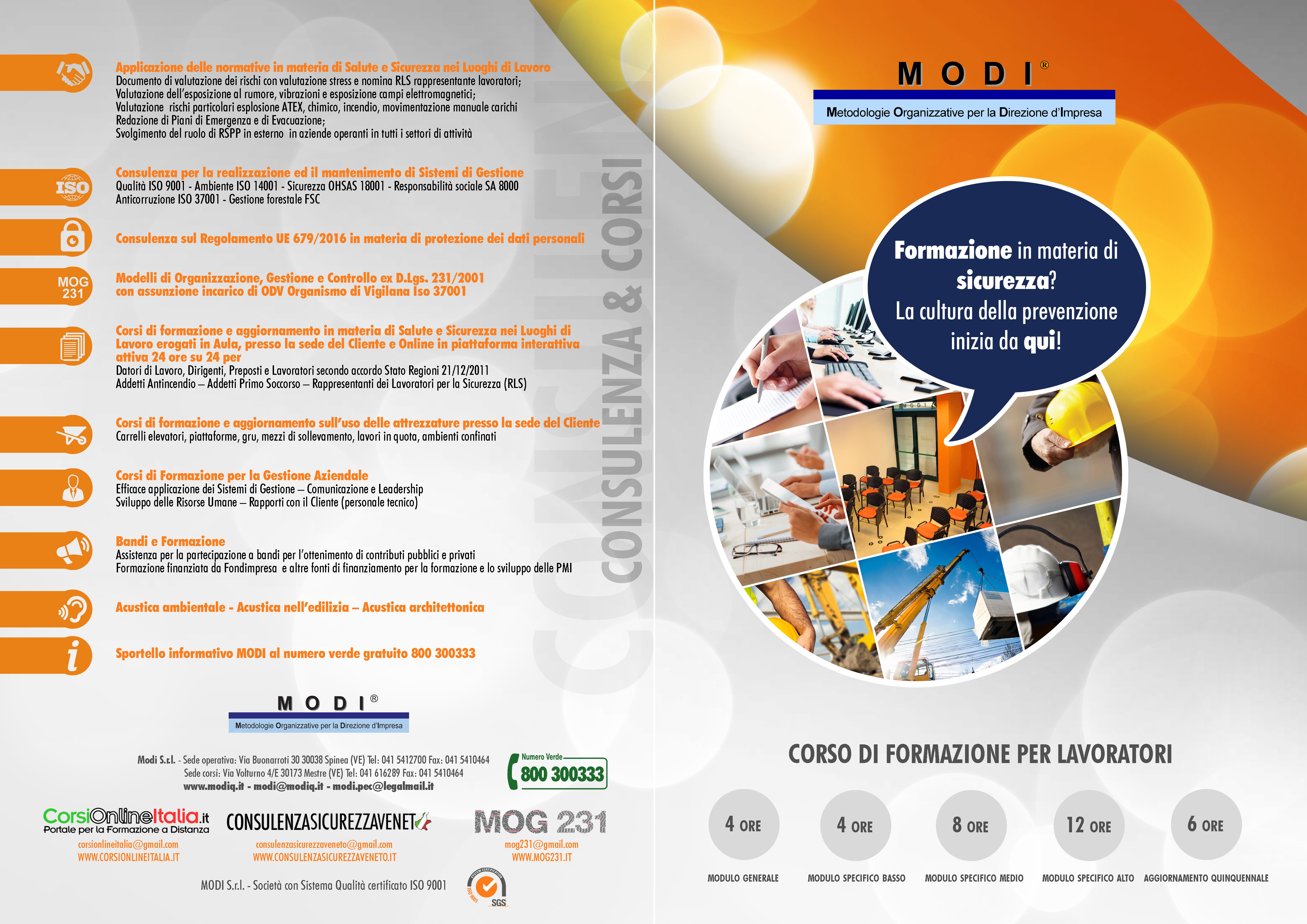 Elenco dei servizi e corsi per i lavoratori erogati dalla società di consulenza e formazione MODI S.r.l.