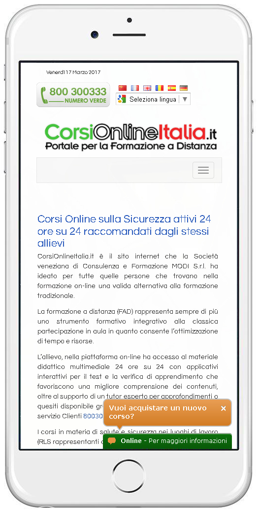Sito internet www.corsionlineitalia.it per info su corsi online